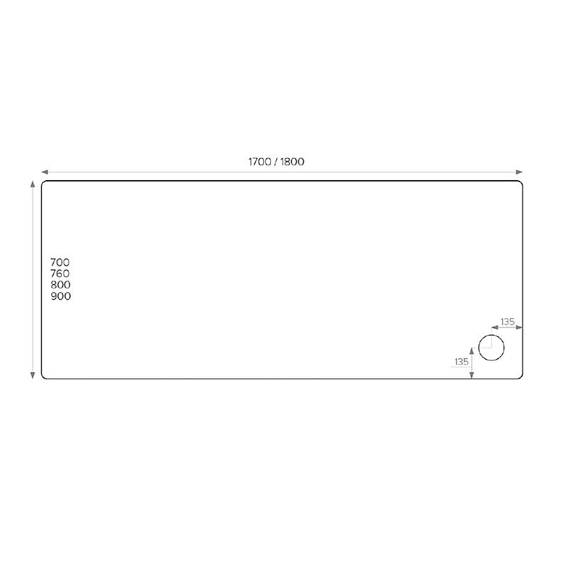 1700 x 700mm Rectangle Shower Tray - White 45mm Height