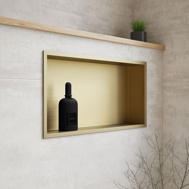 Inset Shower Niche 600x300mm Brushed Brass