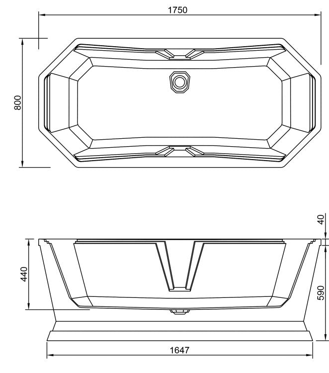 Freestanding Highstreet Bath 1750 x 800mm