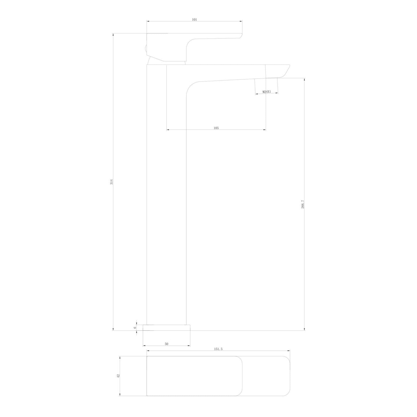 Mura Brushed Brass High Riser Basin Mono Tap