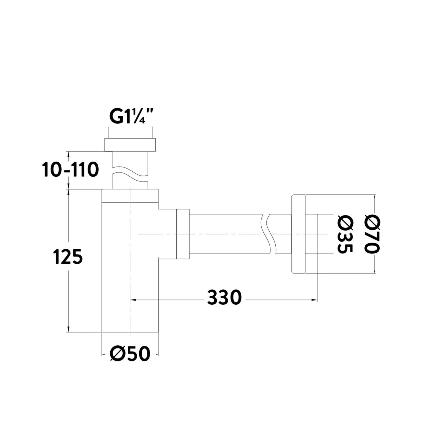 Minimalist Basin Bottle Trap Matt Black