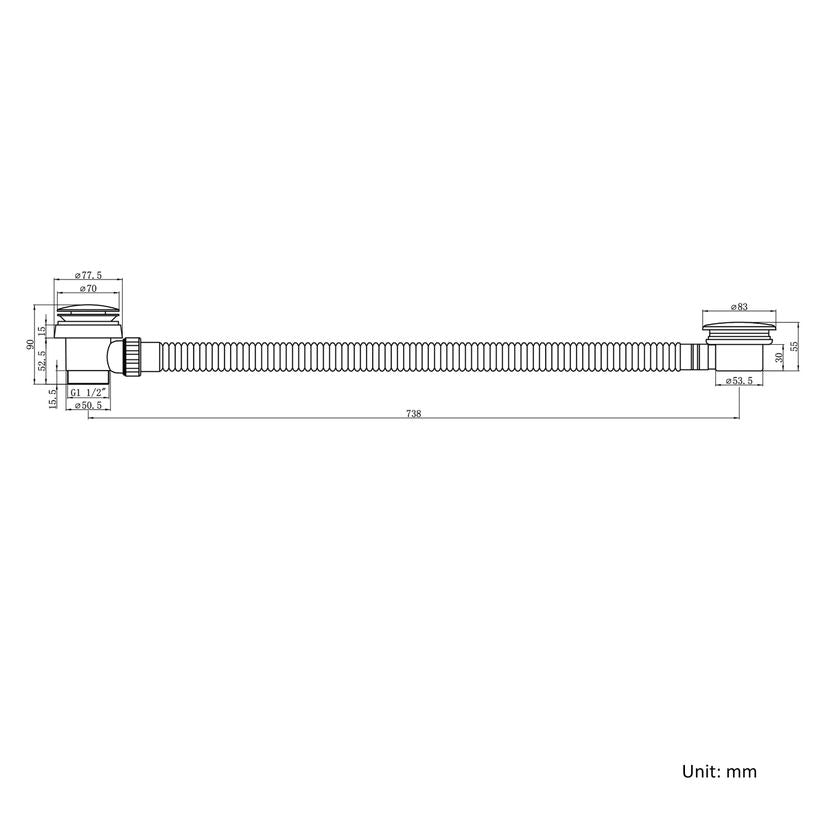 Brushed Brass Bath Pop Up Waste & Overflow