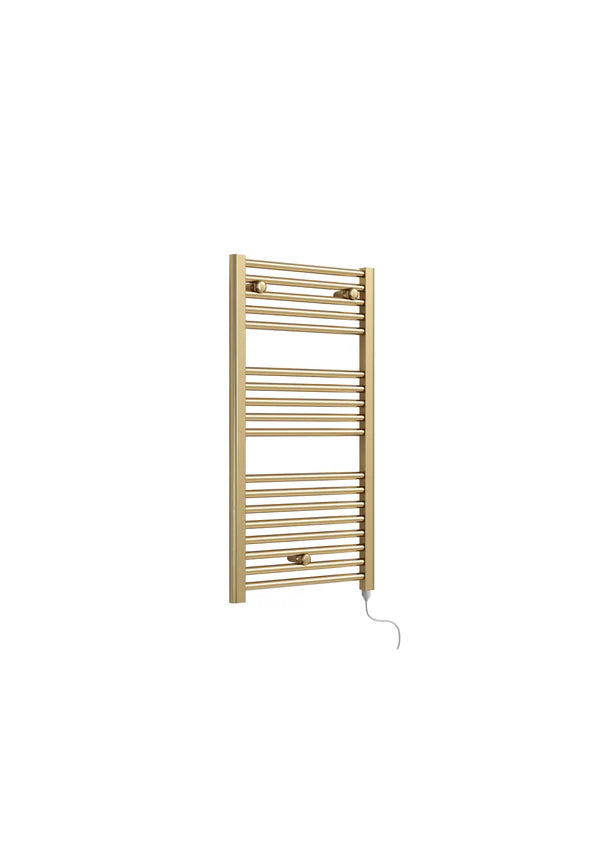 Electric 720 x 400mm Bathroom Towel Warmer/Radiator - Brushed Brass