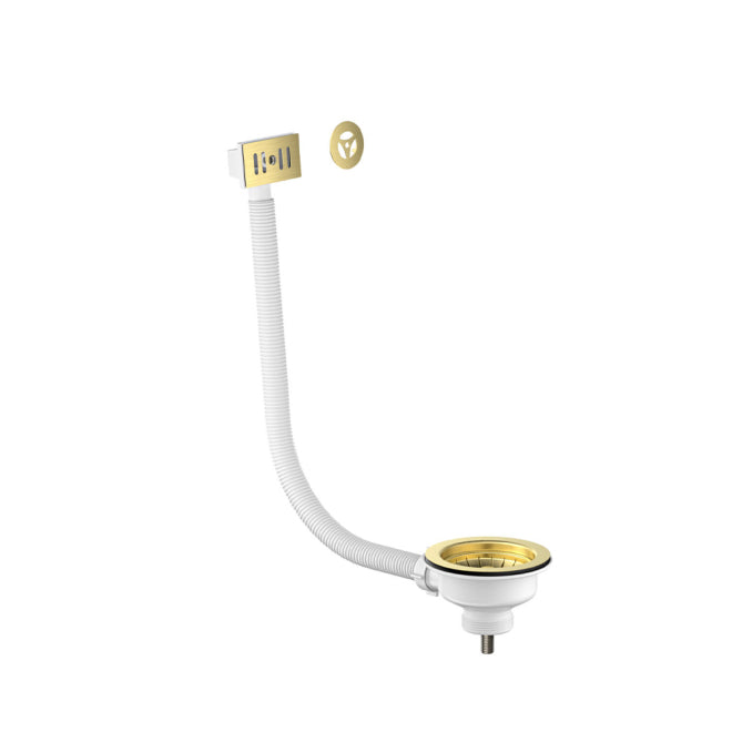 Bronx Brushed Brass Mono Kitchen Tap with Waste and Overflow Covers