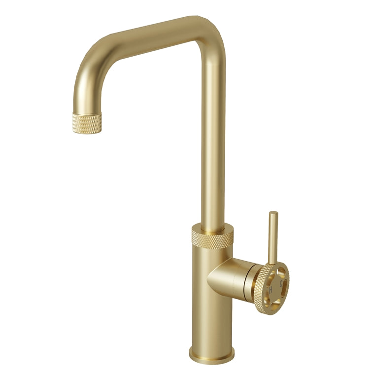 Sanayi Industrial Single Lever Mono Kitchen Mixer Tap Brushed Brass