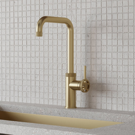 Sanayi Industrial Single Lever Mono Kitchen Mixer Tap Brushed Brass