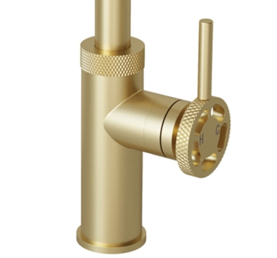 Sanayi Industrial Single Lever Mono Kitchen Mixer Tap Brushed Brass