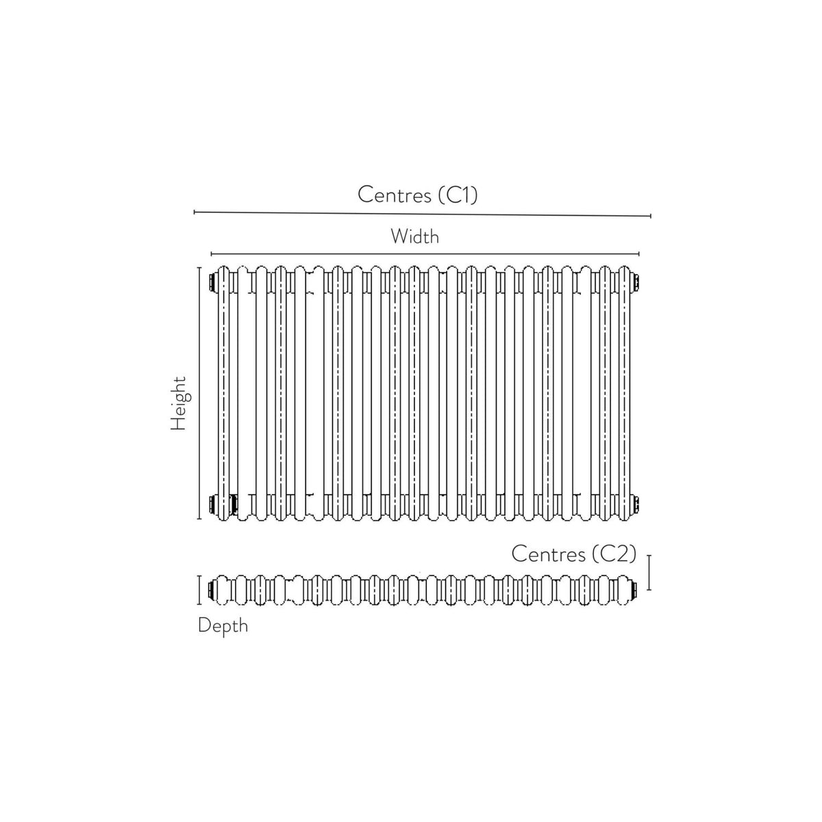 Column White 3 Column Designer Radiator 600 x 650mm