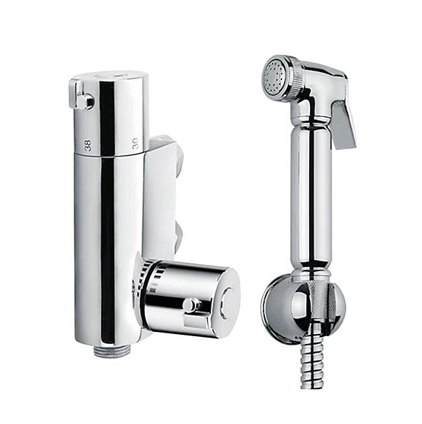 Chrome Thermostatic Douche Shattaf Valve, Handheld Spray and Concealed Wallplate