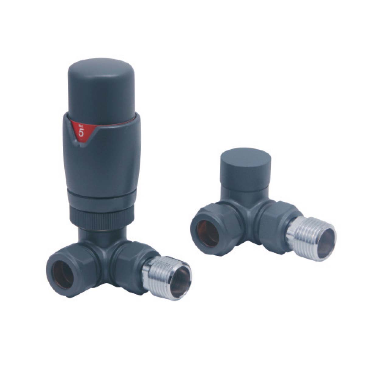 Anthracite Corner TRV Radiator Valves Twin Pack - Energy Saving