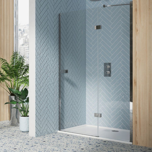 Athens 1000mm Chrome Hinged Shower Door and Inline Recess