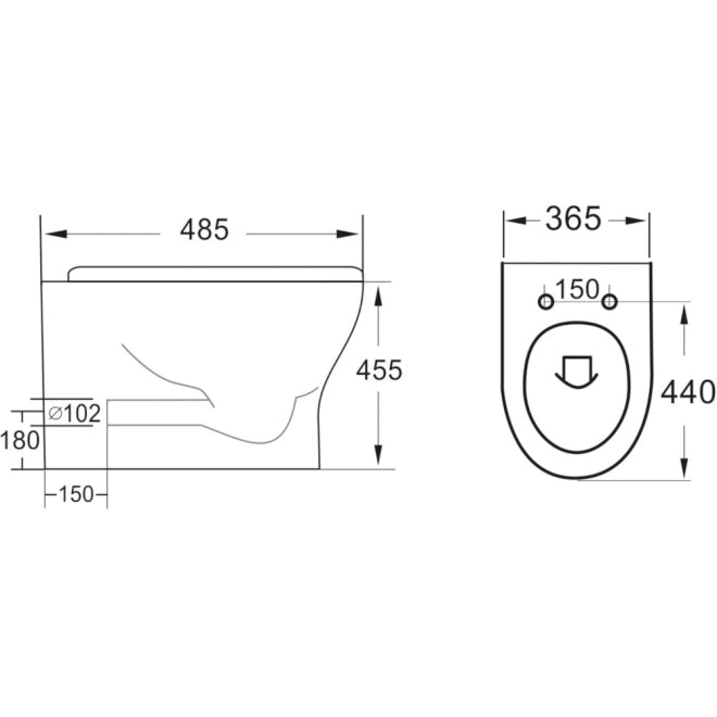 Deia Rimless Comfort Height Back to Wall Pan and Soft Close Seat