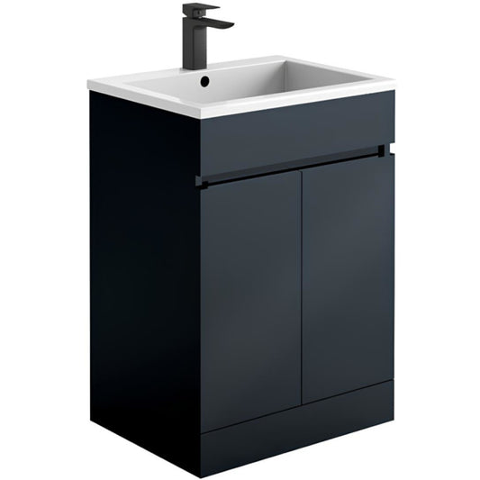 World 600 Matt Anthracite Square Vanity Unit Inc Basin