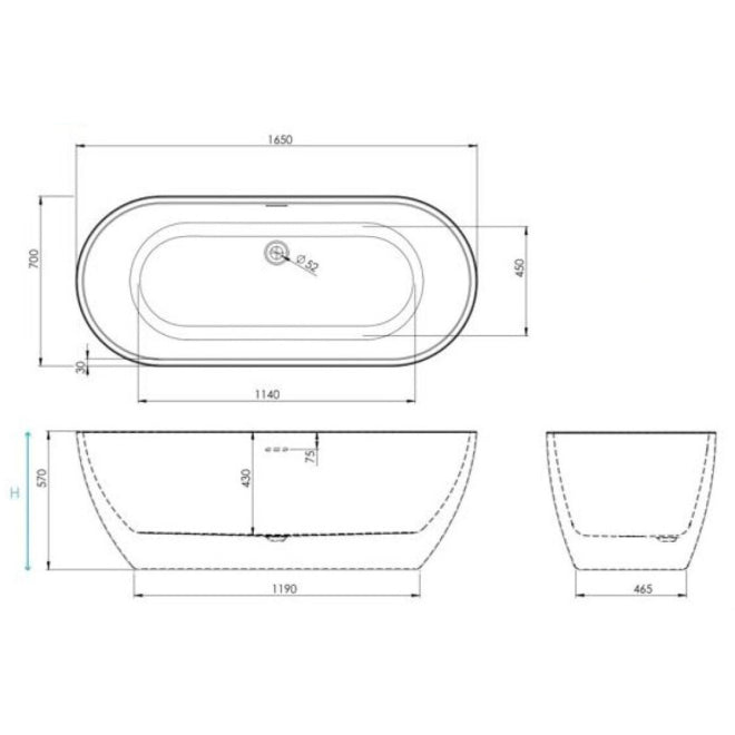 Formin Free Standing Bath 1650mm Freestanding Bath