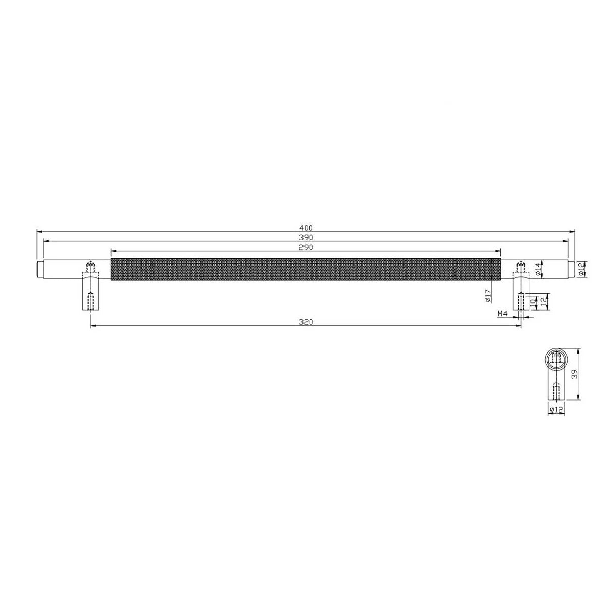 Knurled 400mm Handle Brushed Brass