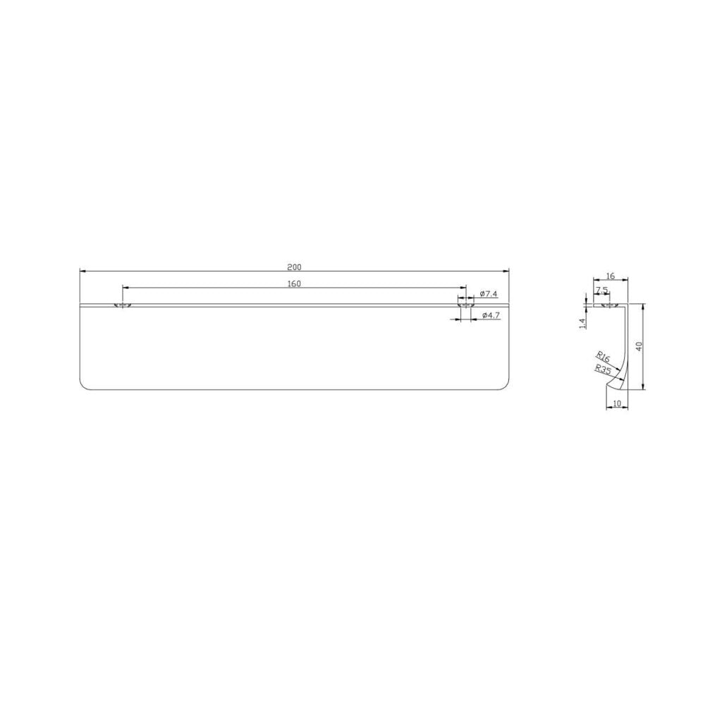 Flat 200mm Handle Brushed Brass