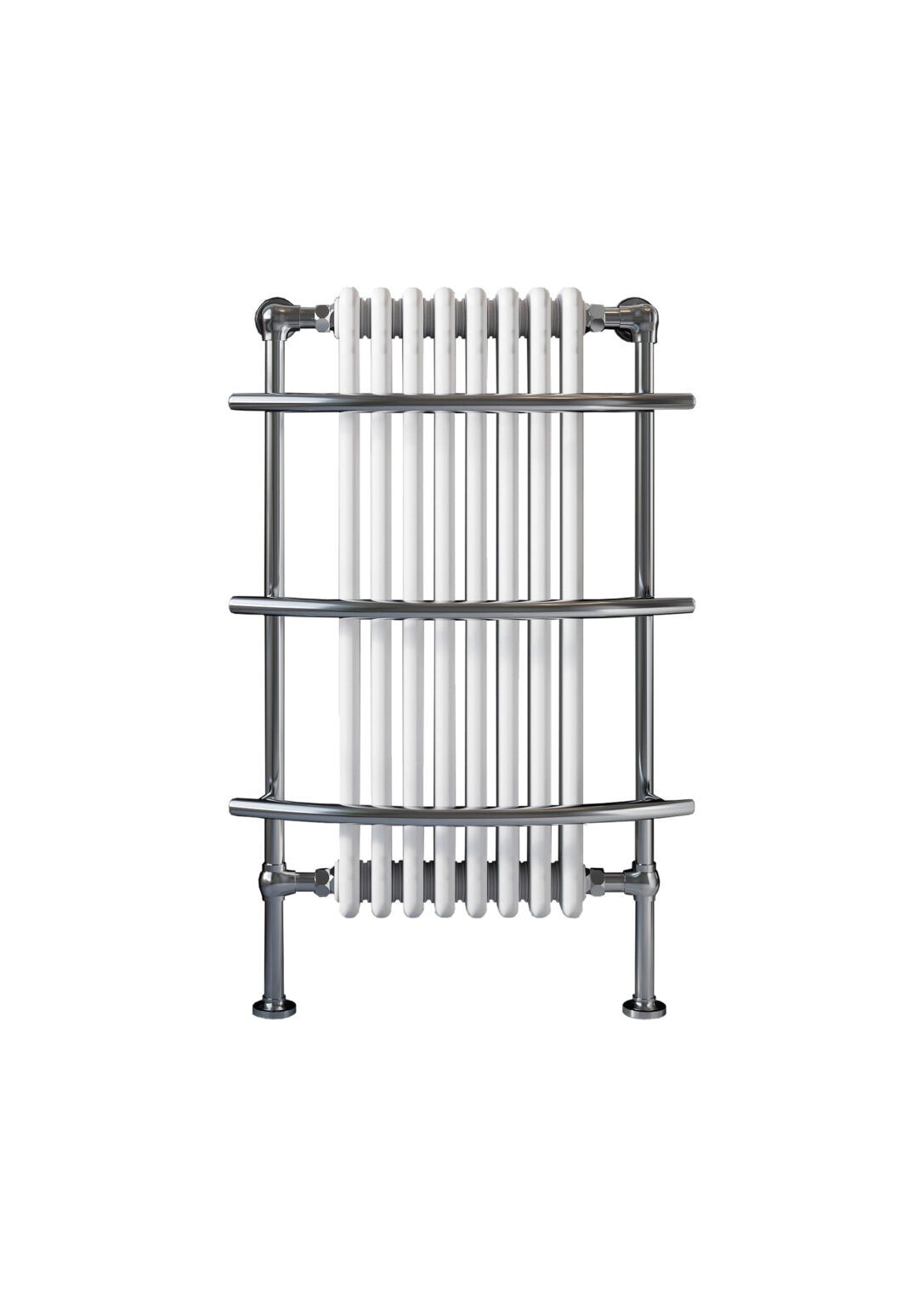 Newby Curved Rail 8 Column Radiator Towel Warmer - Chrome/White