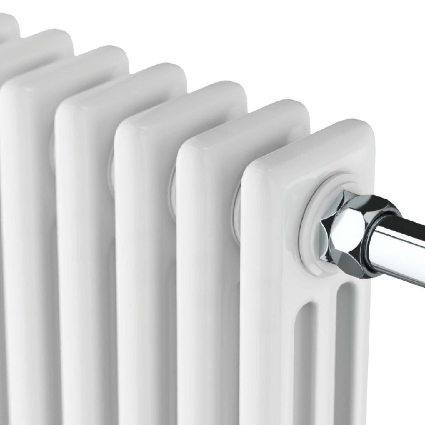 Newby Curved Rail 8 Column Radiator Towel Warmer - Chrome/White