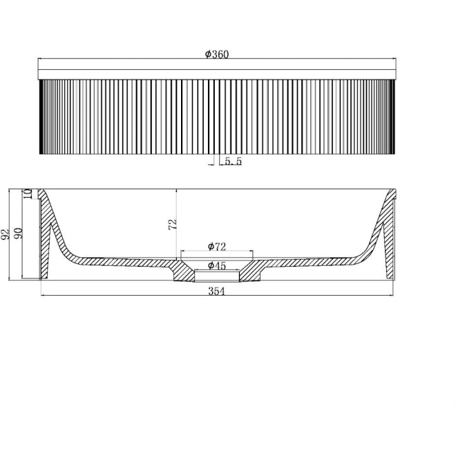 KaKa Brushed Bronze Fluted Countertop Basin