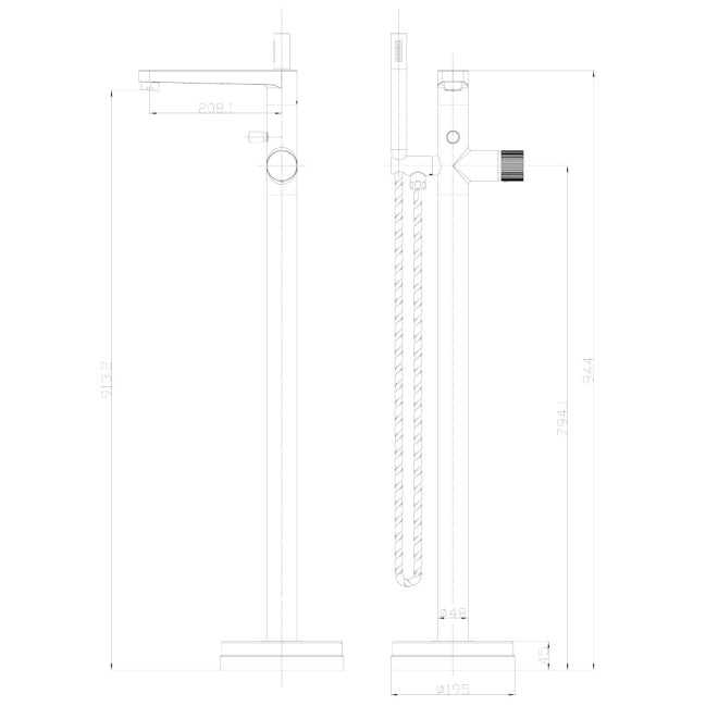 KaKa Matt Black Freestanding Bath Shower Mixer Tap