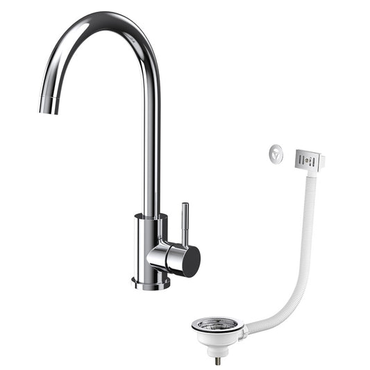 Bronx Chrome Mono Kitchen Tap with Waste and Overflow Covers