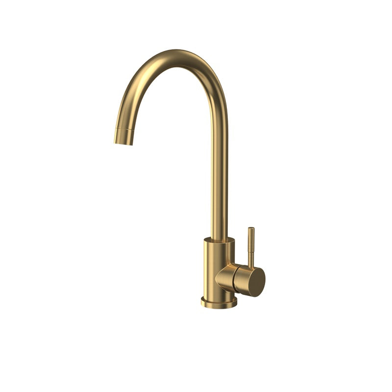 Bronx Brushed Brass Mono Kitchen Tap with Waste and Overflow Covers