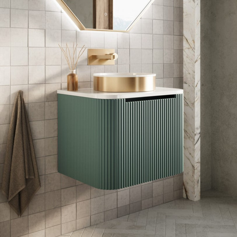 Line Curve Reed Green 600mm Wall Hung Basin Vanity Unit