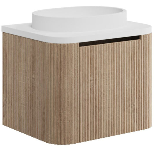 Line Curve Oak 600mm Wall Hung Basin Vanity Unit