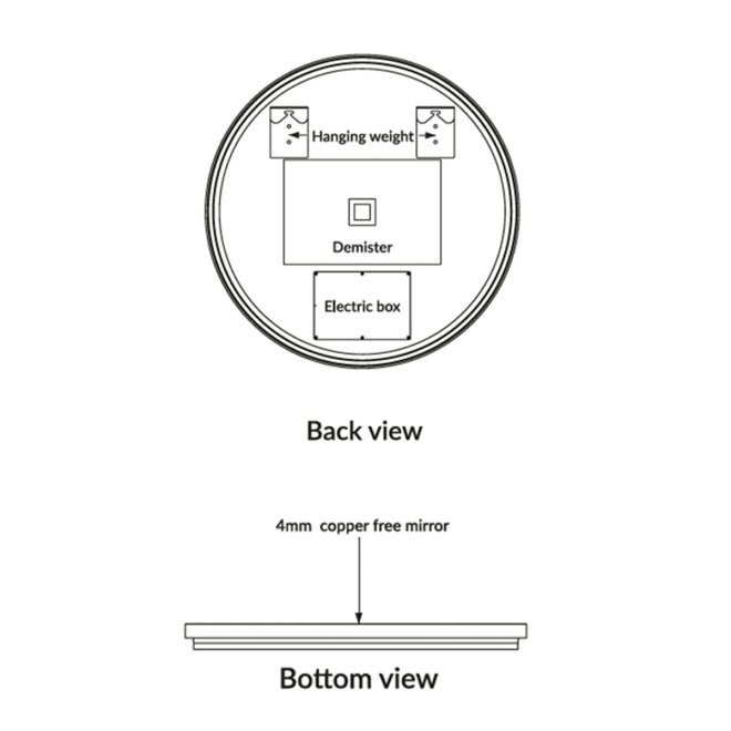 Stacie Round Black LED Mirror 600mm