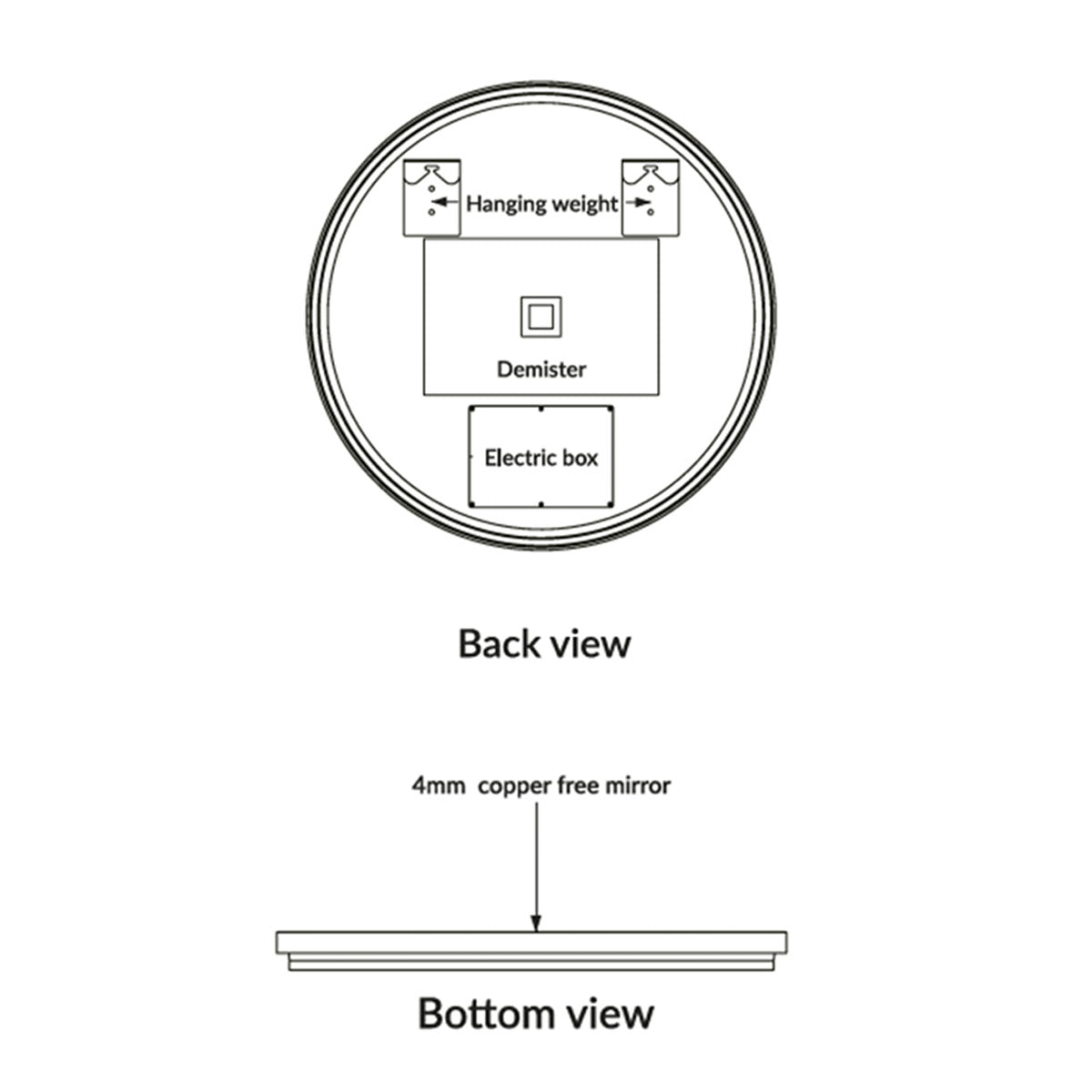 Stacie Round Brushed Brass LED Mirror 600mm