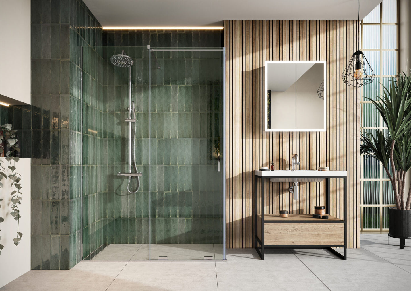 Movement 1000mm Sliding Shower Door in Brushed Brass