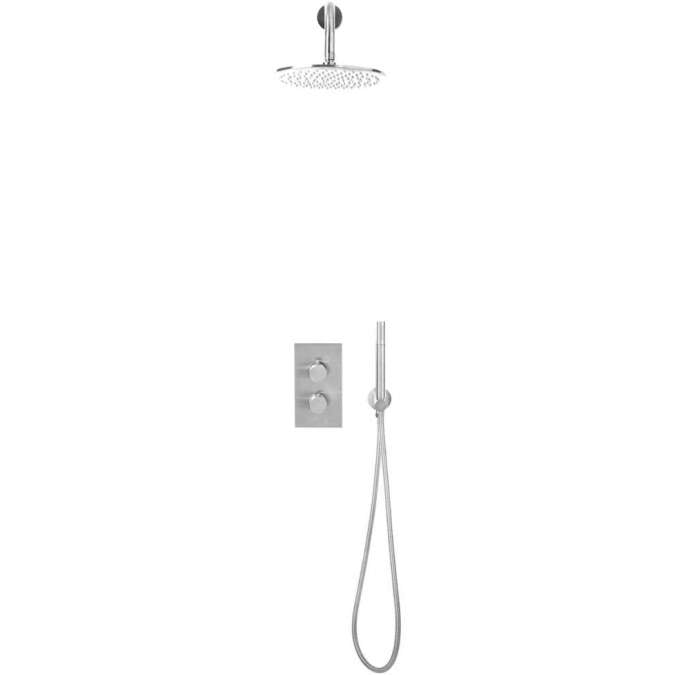 Apres Chrome Round Handle, Built-in Shower Valve Fixed Head and Hand Set