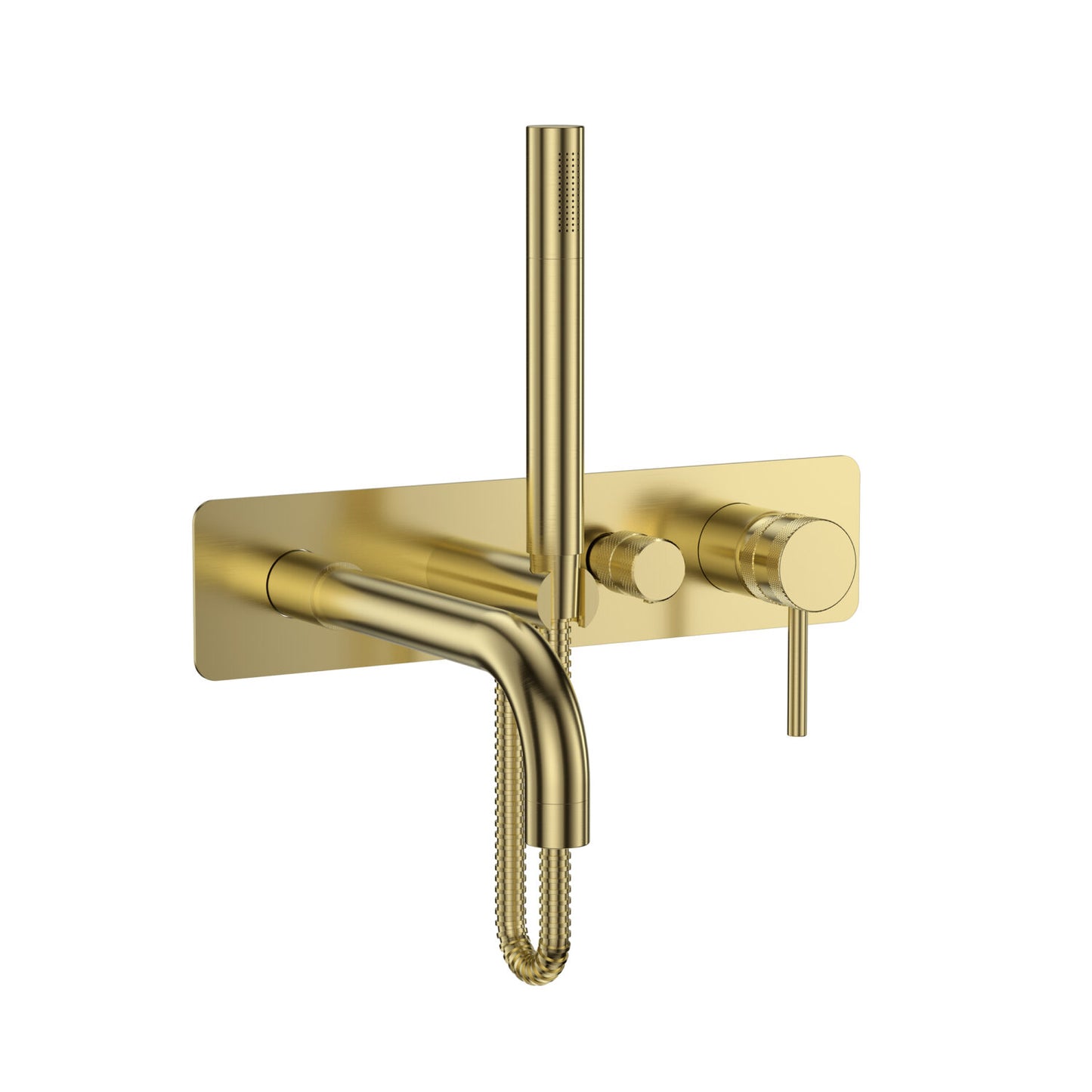 Apres Brushed Brass Wall Mounted Bath Shower Mixer & Handset