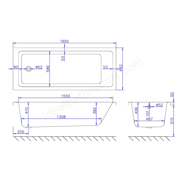 Carron Quantum 1700 x 700 Single Ended Bath - 5mm