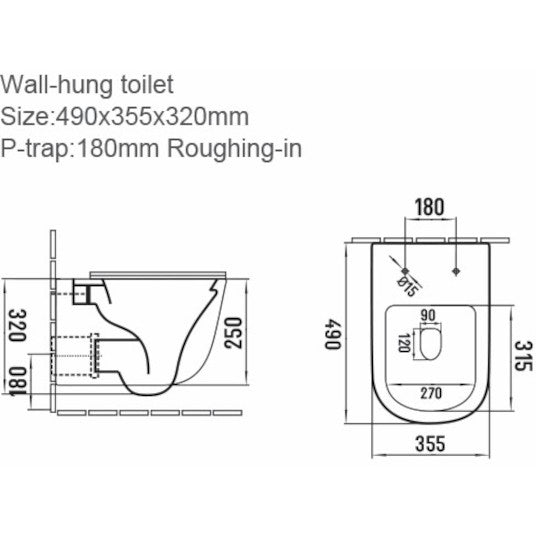 River Round White Rimless Wall Hung Pan Inc Soft Close Seat
