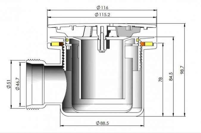 Brushed Brass 90mm Fast Flow Shower Waste