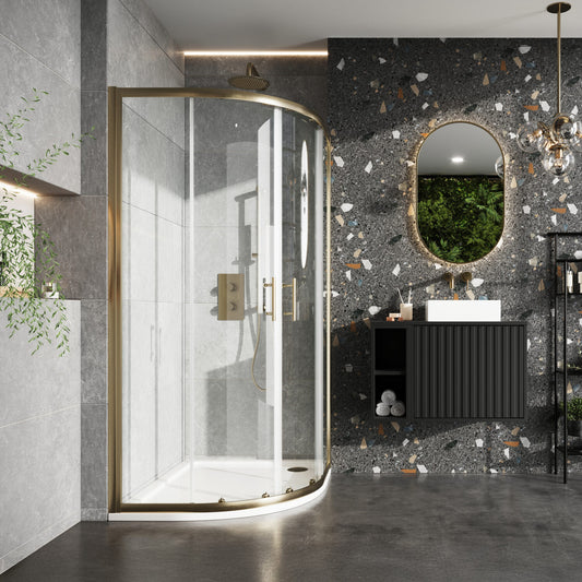 SL6 Brushed Brass Double Door Quadrant 800×800