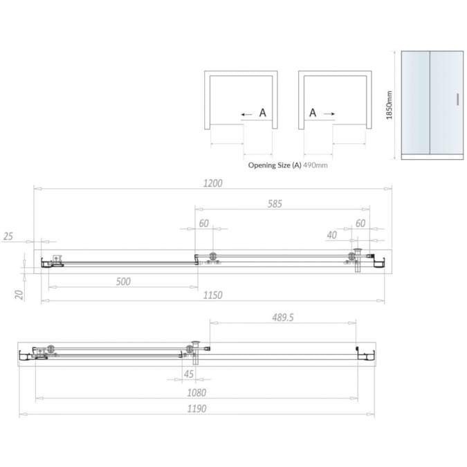 SL6 Apres 1200mm Brushed Brass Sliding Shower Door