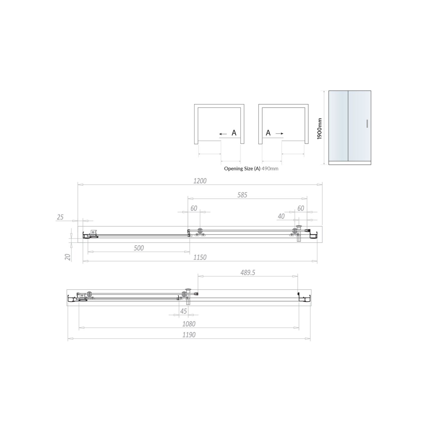 Apres 6 1000mm Brushed Brass Sliding Shower Door