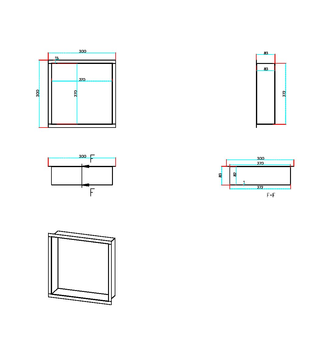 Inset Shower Niche 300x300mm Gunmetal