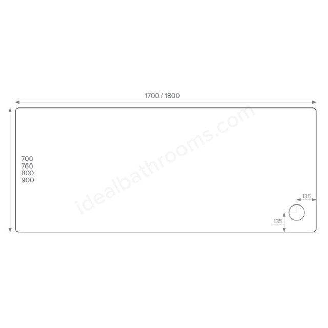 1700 x 900 Stone Rectangular Shower Tray Corner Waste