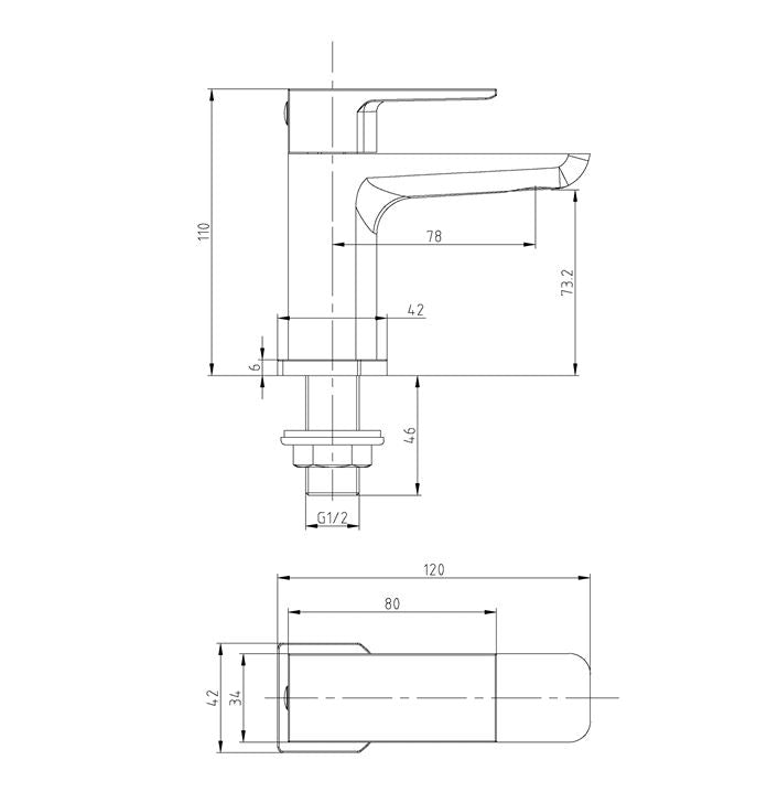 Mura Brushed Brass Basin Taps (Pair) Hot and Cold