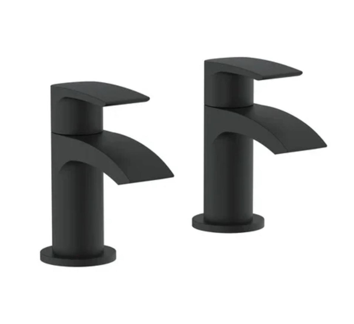 Belantia Matt Black Basin Taps (Pair) Hot and Cold Separates