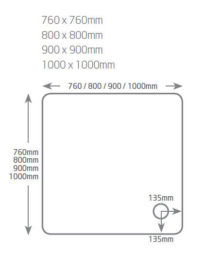 700 x 700mm Rectangle Shower Tray - White 45mm Height