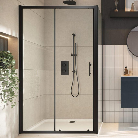 Black Sliding Shower Door 1200mm