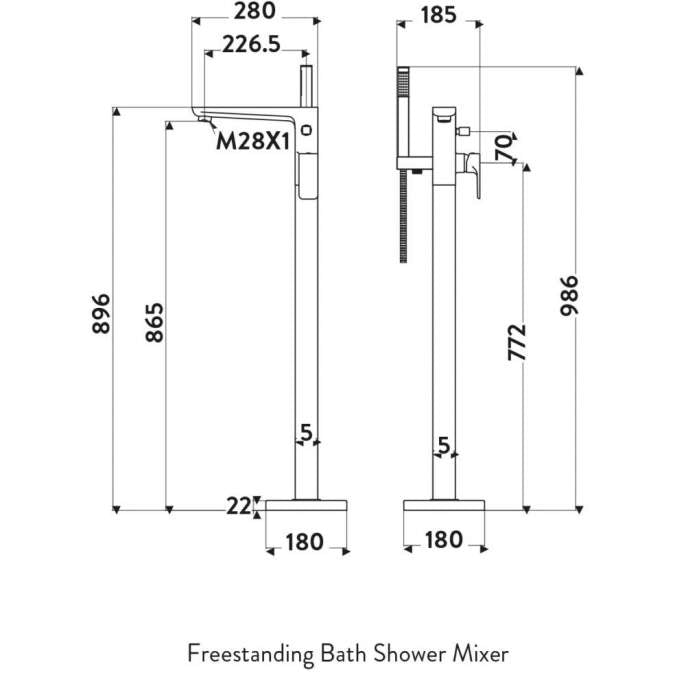 Mura Freestanding Bath Shower Mixer Tap Chrome