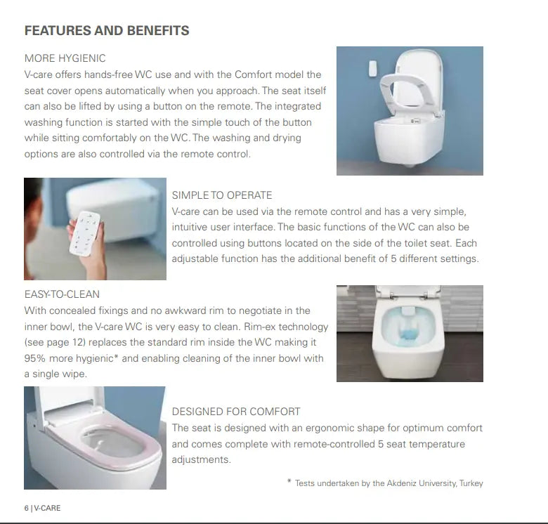VitrA V-Care Essential Rimless Smart Bidet Shower Toilet