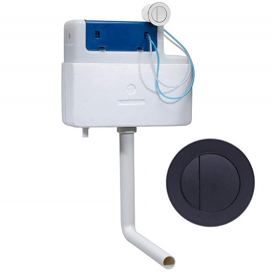 Vortex Concealed Dual Flush Cistern with Pneumatic Jacket - Black Push Button