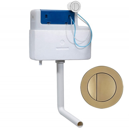 Vortex Concealed Dual Flush Cistern with Pneumatic Jacket - Brass Push Button