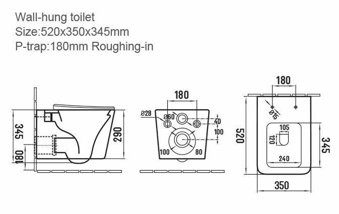 Corso River Matt Black Square Rimless Wall Hung Toilet Pan & Soft Close Seat - Hidden Fixation